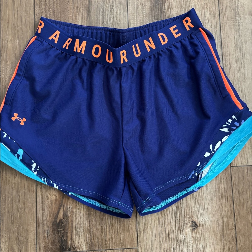 Under Armour Women's Navy and Teal Athletic Shorts